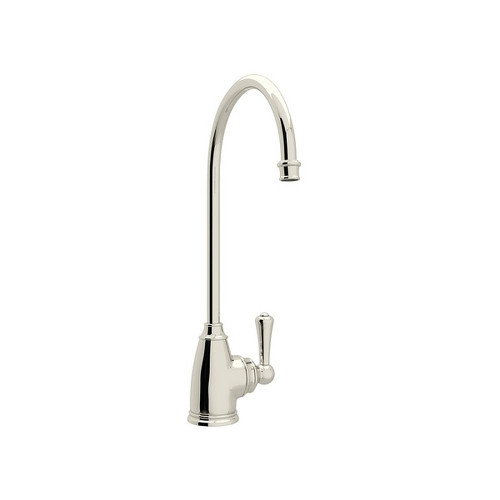 Georgian Era C-Spout Filter Faucet With Metal Lever Handle In Polished Nickel