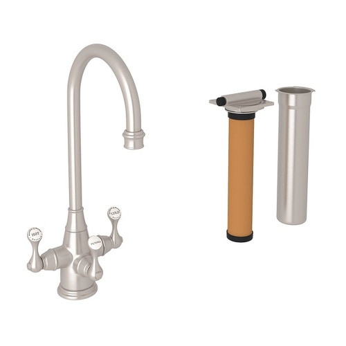 Georgian Era Filtration 3-Lever Bar/Food Prep Faucet Kit With Triflow Filter In Satin Nickel