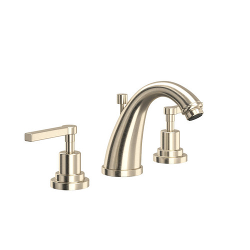 Rohl A1208LMSTN-2 Lombardia C-Spout Widespread Bathroom Faucet with Metal Lever Handle, Satin Nickel