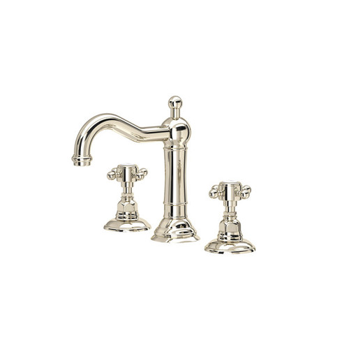 Rohl A1409XMPN-2 Acqui Column Spout Widespread Bathroom Faucet with Cross Handle, Polished Nickel