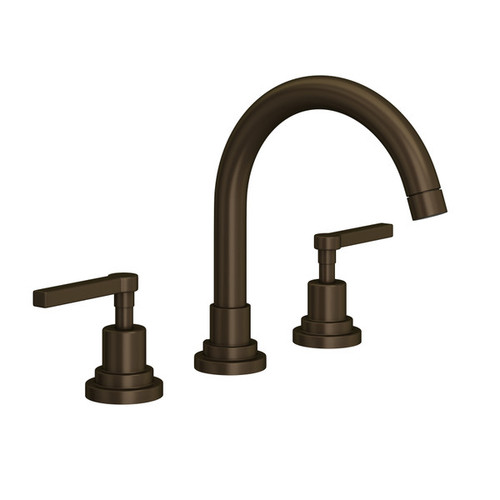 Rohl A2228LMTCB-2 Lombardia C-Spout Widespread Bathroom Faucet with Metal Lever Handle, Tuscan Brass