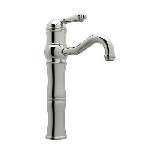 13-1/8" above Counter Single Hole, Single Lever Lavatory Faucet with Metal Lever in Polished Nickel