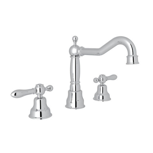 Column Spout Widespread Lavatory Faucet Classic Metal Levers Pop-Up and 7-1/8" Reach Fixed in Polished Chrome