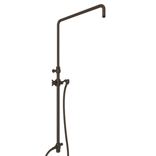 Riser with Diverter, Hose and Sliding Handshower Holder in Tuscan Brass