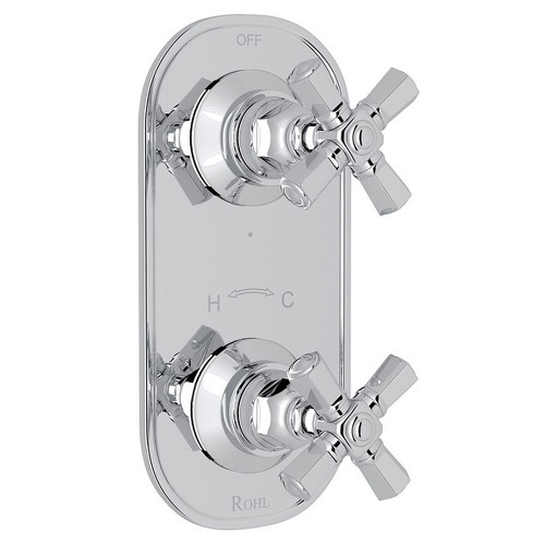 Rohl A4564XMAPC Trim for 1/2-in Thermostatic/Diverter Control Rough Valve with Cross Handle in Polished Chrome