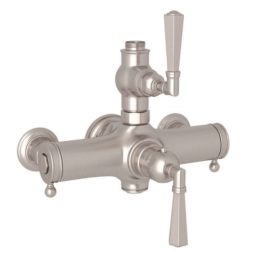 Exposed Thermostatic Valve with Metal Lever in Satin Nickel