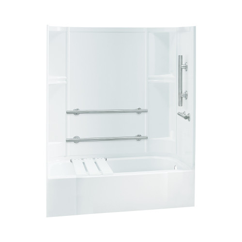72-in x 30-in x 60-in Vikrell Wall and Floor 4-Piece Alcove Shower Kit with Bathtub in White