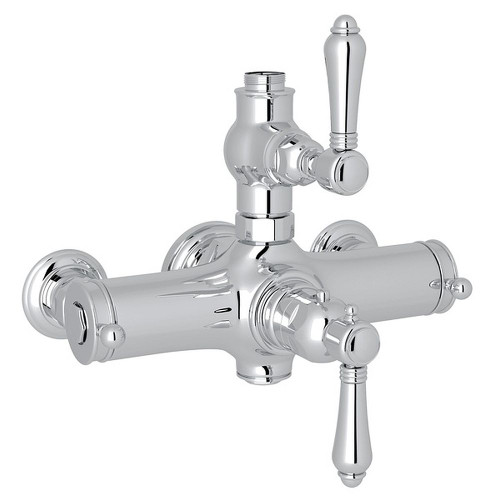 Italian Bath Exposed Thermostatic Valve with Metal Lever in Polished Chrome