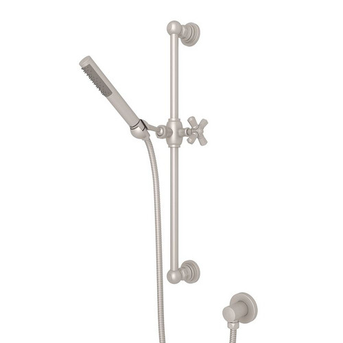 Single-Function Handshower Set with Cross Handle in Satin Nickel