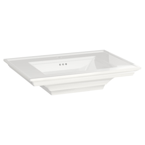 Center Hole Pedestal Sink Top in White