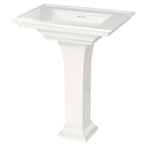 Center Hole Pedestal Sink in White