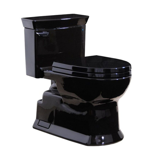 One Piece Elongated 1.28 GPF ADA Toilet with Double Cyclone Flush System - Seat Included in Ebony