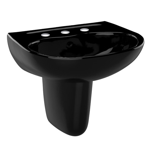Toto LHT241.8#51 22-7/8-in Wall Mounted Bathroom Sink with 3 Faucet Holes Drilled and Overflow in Ebony