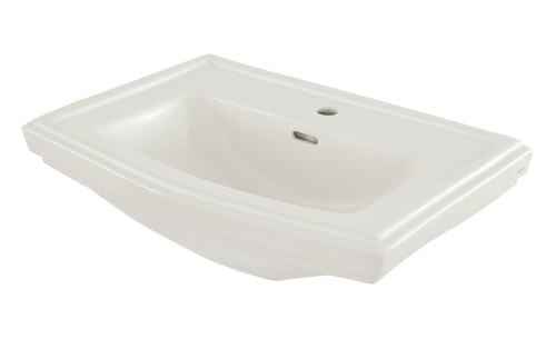 27-in Pedestal Bathroom Sink with Single Faucet Hole Drilled and Overflow, Less Pedestal in Cotton