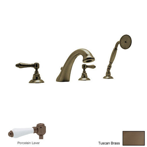 Rohl A1464LPTCB Roman Tub Faucet and Single Function Hand Shower in Tuscan Brass