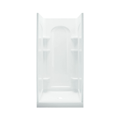75.75-in x 34-in x 36-in Vikrell Wall and Floor 4-Piece Alcove Shower Kit in White