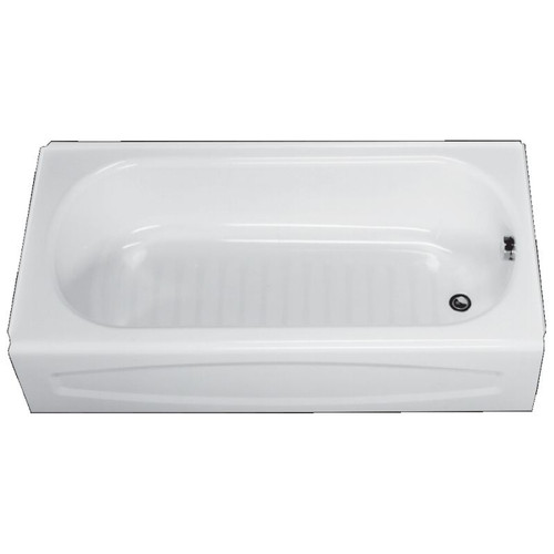60-in x 30-in Enameled Steel Bathtub with Intergral Apron and Right Hand Outlet for Above Floor Rough Installations