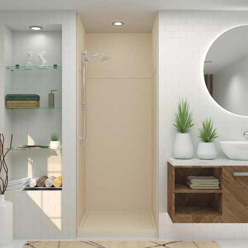 36-in x 36-in x 99-in Solid Surface Alcove Shower Kit with Extension in Matrix Khaki
