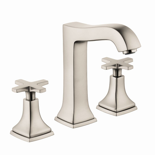 Hansgrohe 31307821 Metropol Classic Widespread Faucet 160 with Cross Handles and Pop-Up Drain, 1.2 GPM, In Brushed Nickel