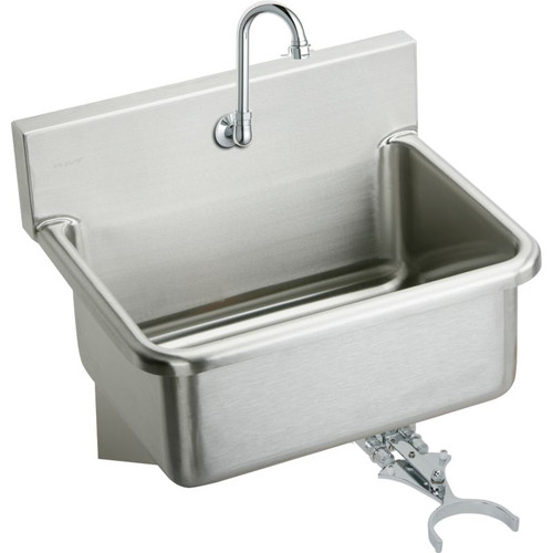 Elkay EWS2520KC Commercial Scrub Sink Package with Single Faucet Hole in Buffed Satin