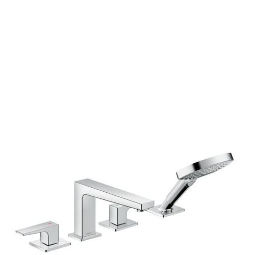 Hansgrohe 32557001 Metropol 4-Hole Roman Tub Set Trim with Lever Handles and 1.75 GPM Handshower, In Chrome