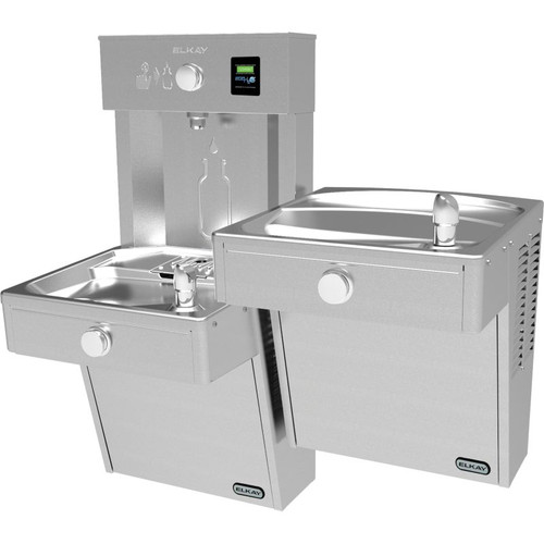 Vandal-ResistantBottle Filling Station with Bi-Level Reverse Vandal-Resistant Cooler in Stainless Steel