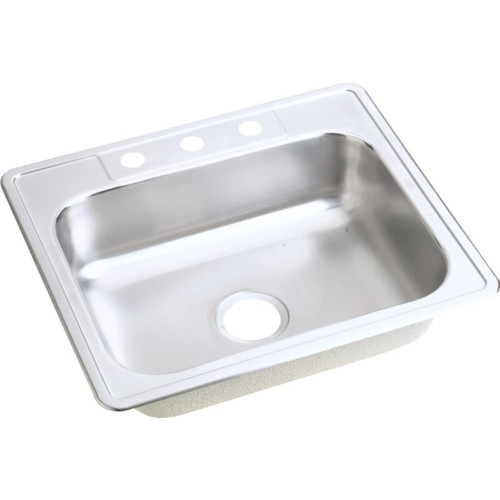 Dayton D125223 Stainless Steel Single Bowl Top Mount Sink with 3 Faucet Holes in Satin