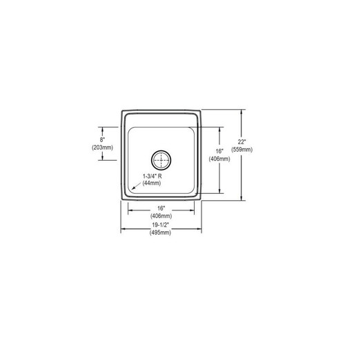 19-1/2" x 22" x 10-1/8" 18 Gauge Stainless Steel Single Bowl Drop-in Kitchen Sink with 2 Faucet Holes in Lustrous Satin