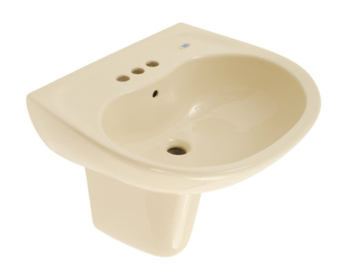 Toto LHT241.4G#03 22-7/8-in Wall Mounted Bathroom Sink with 3 Faucet Holes Drilled, Overflow and SanaGloss Ceramic Glaze in Bone