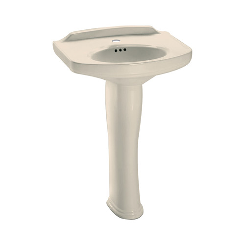 24-1/4-in Pedestal Bathroom Sink with Single Faucet Hole Drilled and Overflow, Pedestal Included in Bone