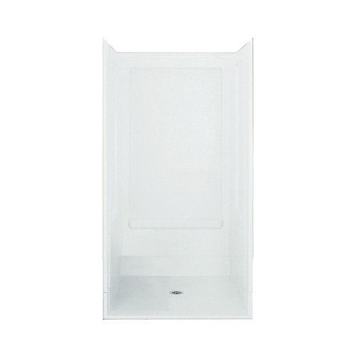 Sterling 62050106-0 72-in x 39.375-in x 39.375-in Vikrell Wall and Floor 4-Piece Alcove Shower Kit in White