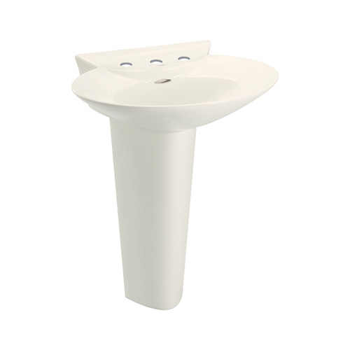 25-5/8-in Pedestal Bathroom Sink with 3 Faucet Holes Drilled and Overflow, Pedestal Included in Sedona Beige