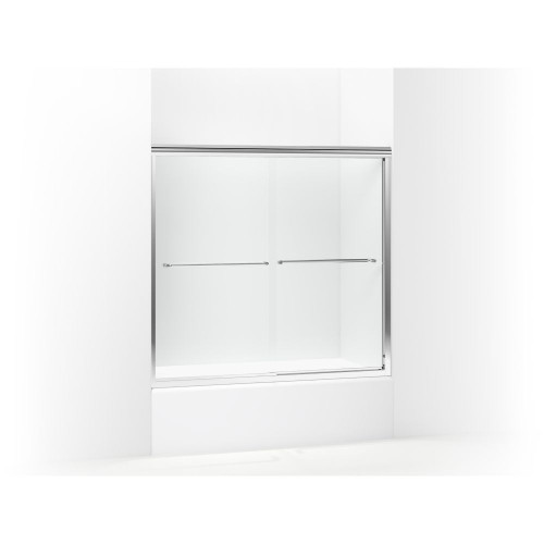 57-in x 55.75-in Frameless Bathtub Door in Silver with Clear Glass