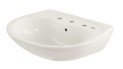 22-7/8-in Wall Mounted Bathroom Sink with 3 Faucet Holes Drilled, Overflow and SanaGloss Ceramic Glaze in Cotton