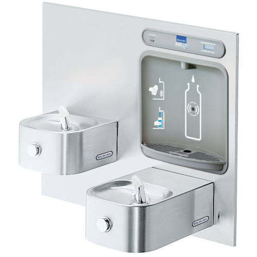 Filtered Bottle Filling Station with Integral Soft Sides Fountain in Stainless Steel