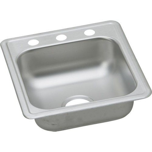 Dayton D117192 Stainless Steel Single Bowl Top Mount Bar Sink with 2 Faucet Holes in Satin