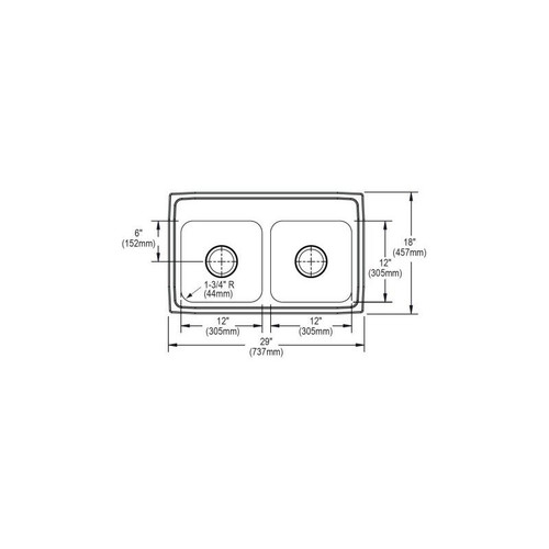 29" x 18" x 10" 18 Gauge Stainless Steel Equal Double Bowl Drop-in Kitchen Sink with 1 Faucet Hole in Lustrous Satin