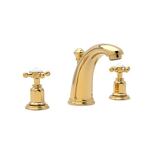 Widespread Bathroom Faucet and Pop-Up Drain in English Gold