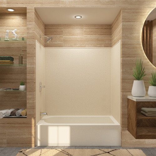 60-in x 32-in x 60-in Solid Surface Tub Wall Surround in Sea Shore