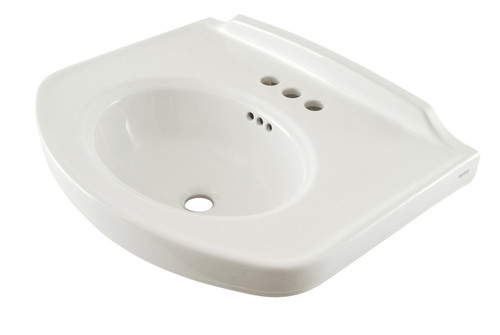 Toto LT642.4#01 24-1/4-in Pedestal Bathroom Sink with 3 Faucet Holes Drilled and Overflow, Less Pedestal in Cotton