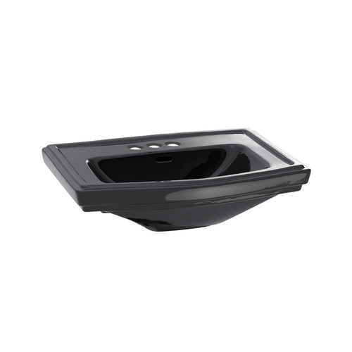 27-in Pedestal Bathroom Sink with 3 Faucet Holes Drilled and Overflow, Less Pedestal in Ebony