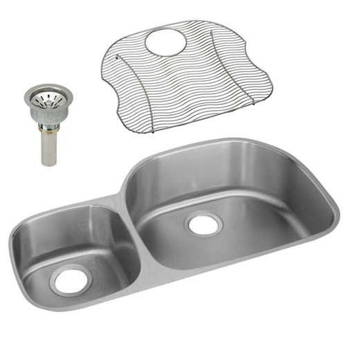 Elkay ELUH362110LDBG Stainless Steel Double Bowl Undermount Sink Kit in Lustrous Highlighted Satin