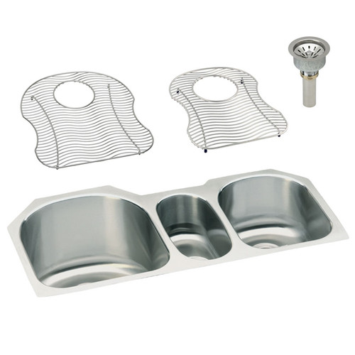 Elkay ELUH3920DBG Stainless Steel Triple Bowl Undermount Sink Kit in Lustrous Highlighted Satin