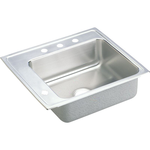 Elkay DRKAD222050L4 Stainless Steel Single Bowl Top Mount Sink with 4 Faucet Holes in Lustrous Highlighted Satin