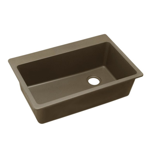 Single Bowl Top Mount Sink with Pre-scores for up to 7 Faucet Holes in Mocha