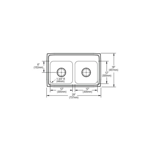 29" x 18" x 5-1/2" 18 Gauge Stainless Steel Equal Double Bowl Drop-in ADA Kitchen Sink with 4 Faucet Holes in Lustrous Satin