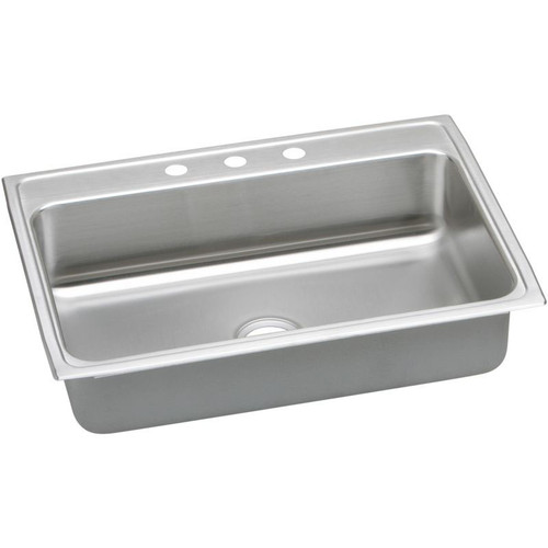 31" x 22" x 6" 18 Gauge Stainless Steel Single Bowl Drop-in ADA Kitchen Sink with 3 Faucet Holes in Lustrous Satin