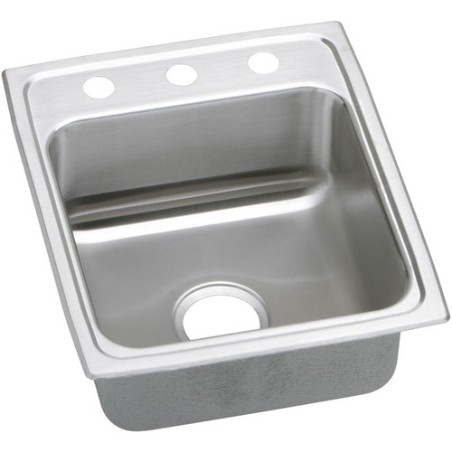 17" x 20" x 6-1/2" 18 Gauge Stainless Steel Single Bowl Quick-Clip Drop-in ADA Sink with 3 Faucet Holes in Lustrous Satin