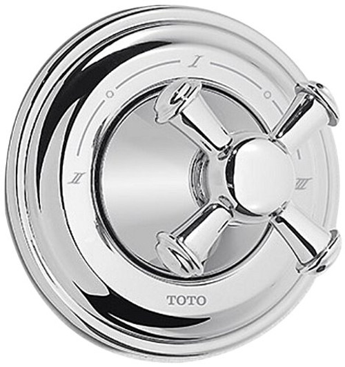 Three-Way Diverter Trim with Shut-Off and Cross Handle in Brushed Nickel