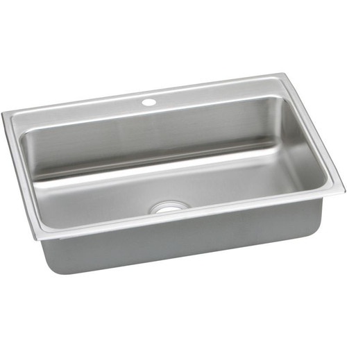 31" x 22" x 6-1/2" 18 Gauge Stainless Steel Single Bowl Quick-Clip Drop-in ADA Kitchen Sink with 1 Faucet Hole in Lustrous Satin